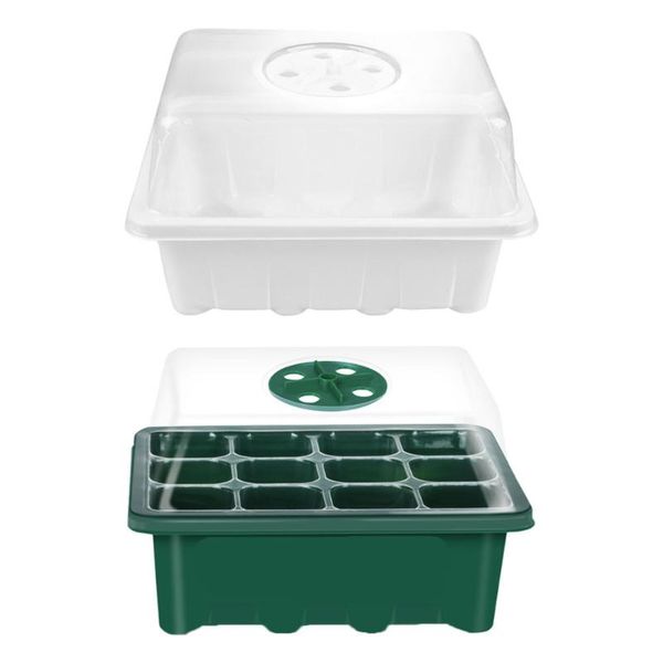 

planters & pots 2pcs 12 grids nursery practical plant tray (green, transparency)