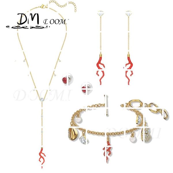 

chains swa1:1 fashion jewelry 2021 charm red crystal ocean series coral women's necklace romantic gift, Silver