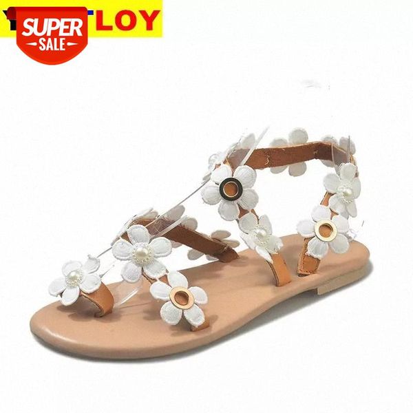 

women bohemia flower flat summer sandals shoes slippers ladies girls gladiator sandals pearl shoes sandalias 44 #yp5r, Black