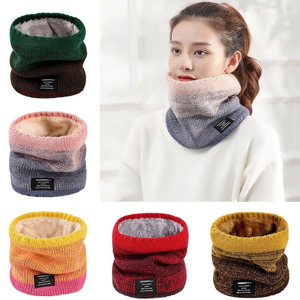 

scarves fashion winter scarf for women men warm knitted ring thickened cashmere neck ladies neckerchief plus velvet, Blue;gray