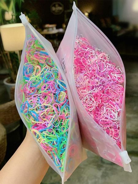 

hair accessories 1000pcs colorful disposable elastic bands rope ponytail holder rubber headdress ties girl, Slivery;white