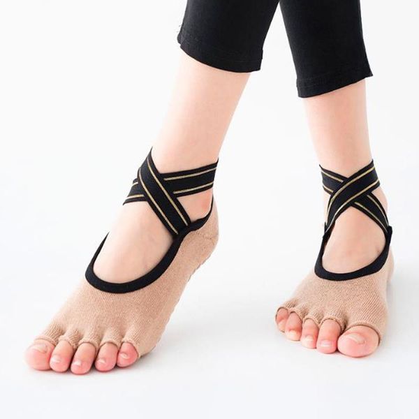 

anti-slip quick-dry damping pilates ballet socks good grip for men&women cotton bandage yoga, Black