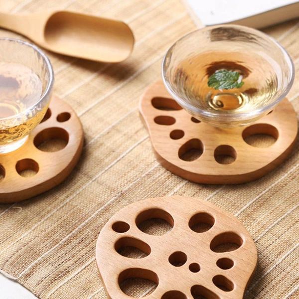 

mats & pads dining decor wooden coasters anti-scald mat kitchen accessories wood tea cup lotus root slice coffee mug pad
