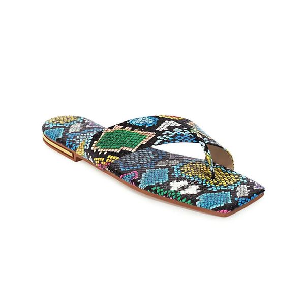 

slippers 2021 ladies summer outside modern for women flats synthetic leather strap serpentine square toe fashion, Black