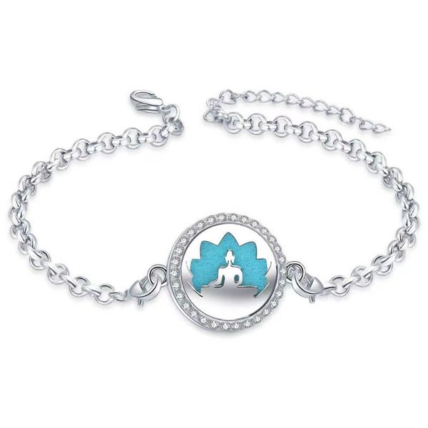 

anklets yoga pattern essential oil diffuser stainless steel locket adjustable foot chains, Red;blue