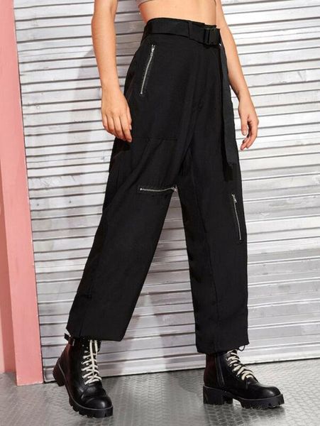 

women's pants & capris streetwear cargo women casual joggers black high waist loose female trousers korean style ladies capri, Black;white