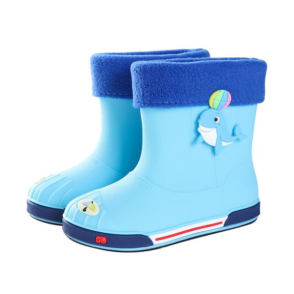 

2021 Baby RainBoots Boys And Girls Non-slip Waterproof Childrens Short Rain Boots Plus Velvet Warm Children Cartoon Water Shoes, Dl1