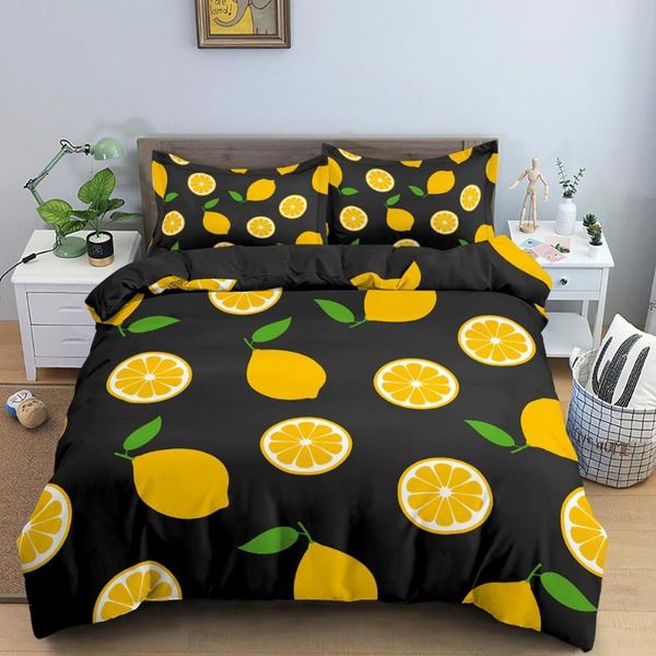 

bedding sets tropical fruit set duvet cover with pillowcase orange/avocado quilt  king bed linens kids boy home textile