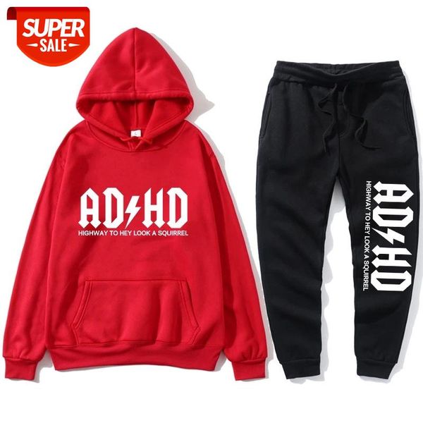 

chandal hombre survetement homme hoodies fashion letters ad&hd streetwear + pants men's pullover sweatshirt jogging homme dresy #bi7e, Gray