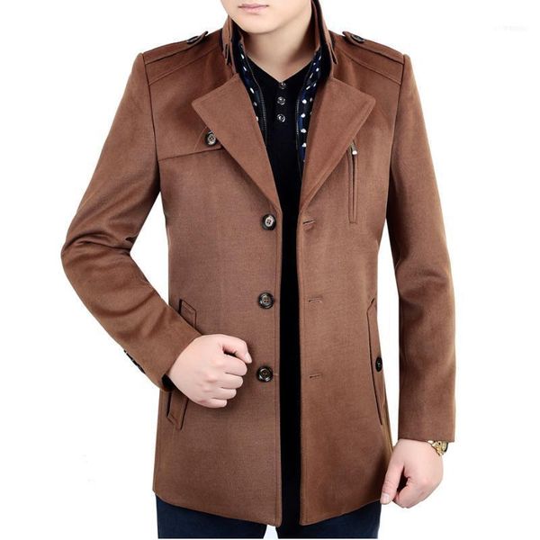 

men's jacket middle-aged pure lapel suit man casual, Black;brown