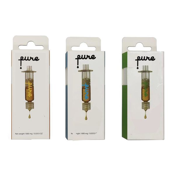

1ml pure syringes luer lock glass syringe oil filling tools box packaging 12 colors with measurement mark for 1ml vape cartridge