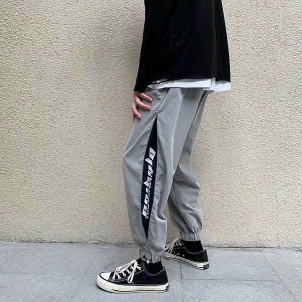 

harajuku fashion pants men's loose hip hop overalls, Black