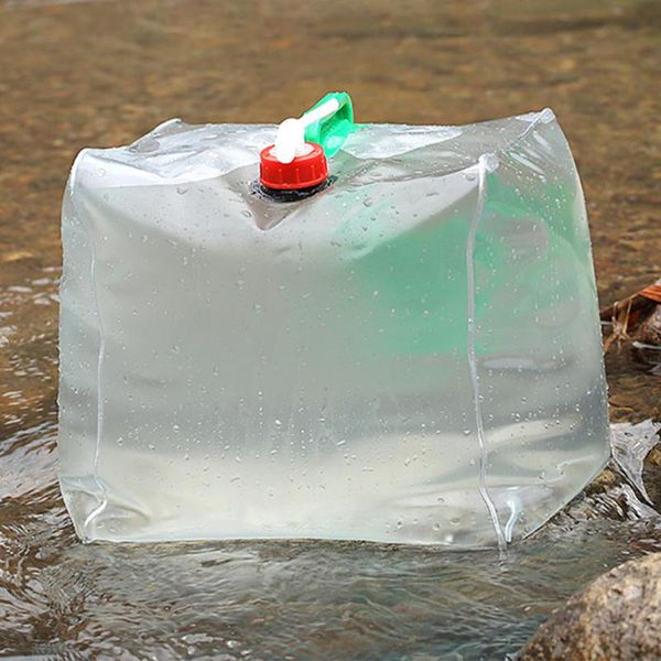 

20l large capacity foldable water bag portable water bucket transparent container pouch for outdoor hiking camping supplie