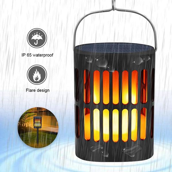 

garden decorations 2pcs hanging solar flame lights outdoor ground plug-in decorative 96 led for yarns decoration dc112