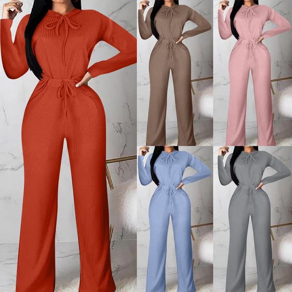 

women's two piece pants solid color fashion smooth long-sleeved suit high waist loose tie home service hooded casual women, White