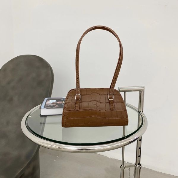

byfar new cowhide niche crocodile pattern plain shell bag shoulder underarm bag