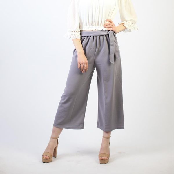 

women's pants & capris ccibuy women pantalones tie wide leg solid color pant female high waist thin chiffon plus size casual ladies cul, Black;white