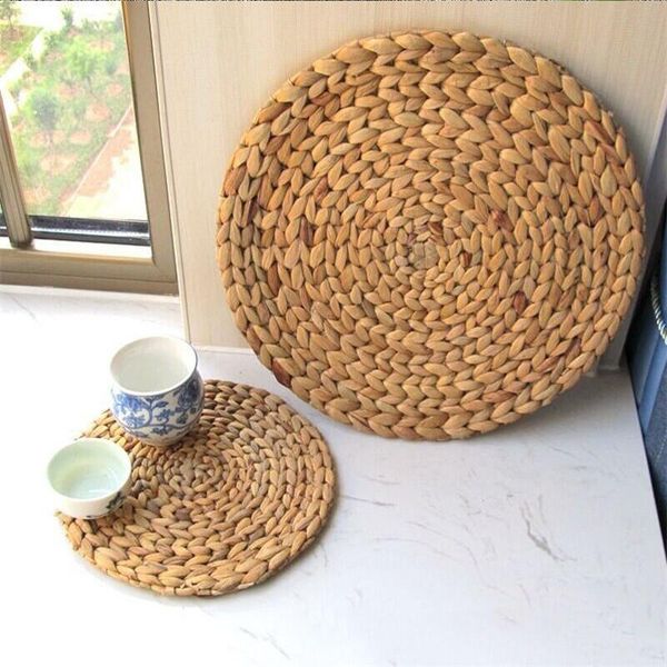 

mats & pads table mat round solid cup placemat woven wicker kitchen accessories decoration home