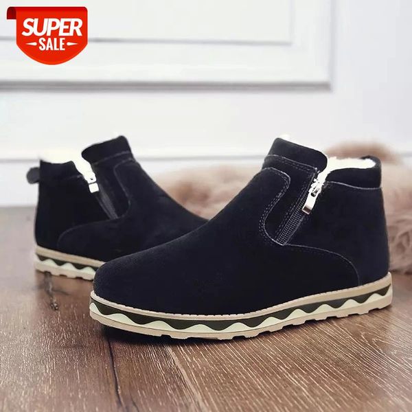 

mens shoes for winter snowboots new casual round toe men boots cotton solid color footwear male ankle zip fashion basic shoes #7j8o