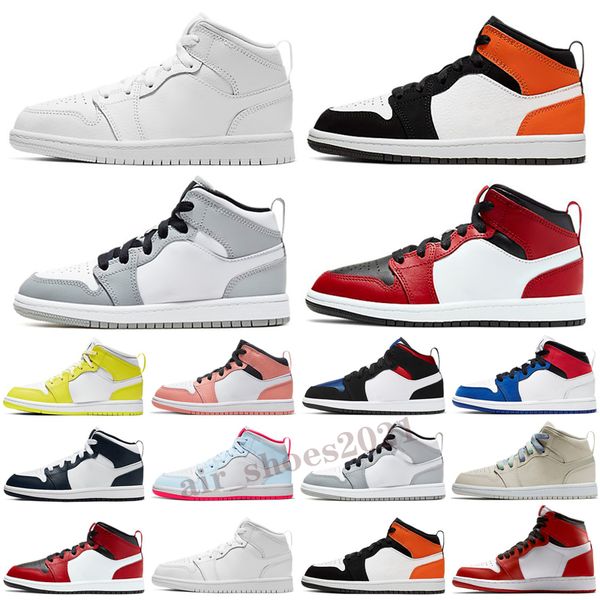 

kids shoes 1s obsidian unc fearless first class flight phantom turbo red backboard sport sneakers trainer 26-35, White;red