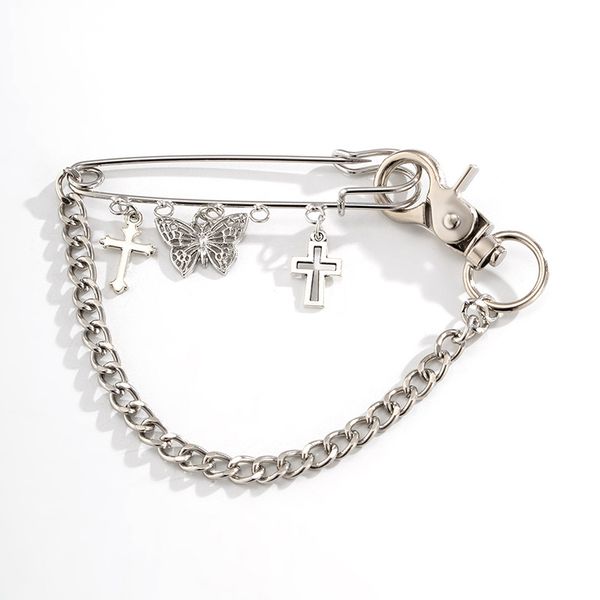 

punk tassel cross butterfly charm paperclip anklet boot shoe chain hip hop funny shoes accessorices, Red;blue