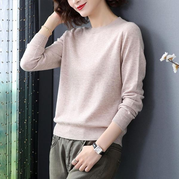 

women's sweaters korean 100% pullover genuine wool simple for women autumn winter 2021 knitted sweater femme chandails zjt832, White;black