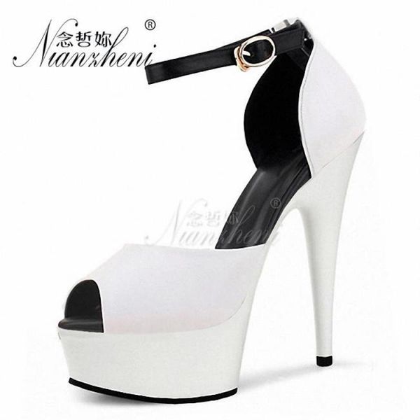 

sandals 6 inches peep toe stiletto heels lady shoes party nightclub bancing dress bride concise elegant platform matte mature, Black
