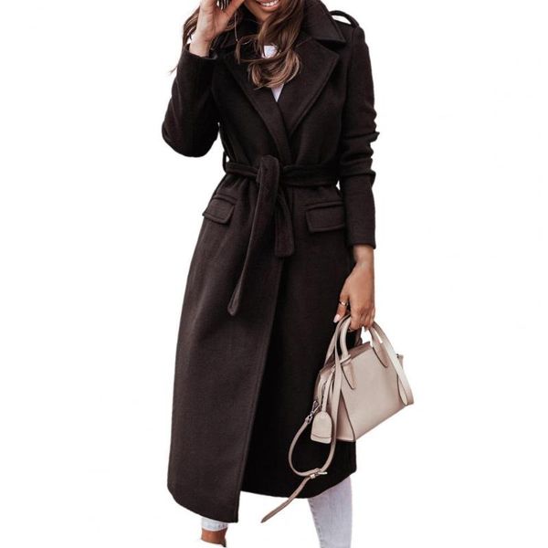 

women's vests women oversize coat solid color belt autumn winter large lapel waist tied long for office winter/autumn 2021, Black;white