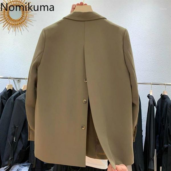 

nomikuma back buttons split blazer coat 2021 spring long sleeve women suit jacket causal notched collar blazers femme 6e284 women's sui, White;black