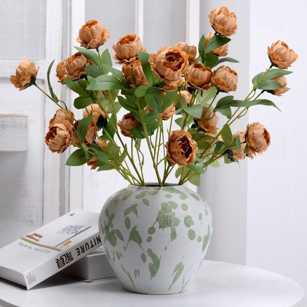 

decorative flowers & wreaths nordic 6 head peony wedding simulation flower home accessories rose living room decoration fake plant