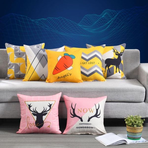 

nordic sofa super soft pillow merry christmas geometric pattern cushion case cartoon elk white black modern pillow cushion