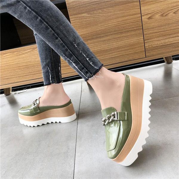 

slippers 2021 women platform heel closed-toe women's metallic decoration europe and america slipper sponge high heels sandals, Black