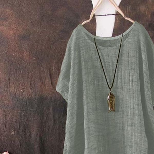 

summer shirts round collar flax casual linen shirt blouse women breathable loose plus size linen blouse solid, White