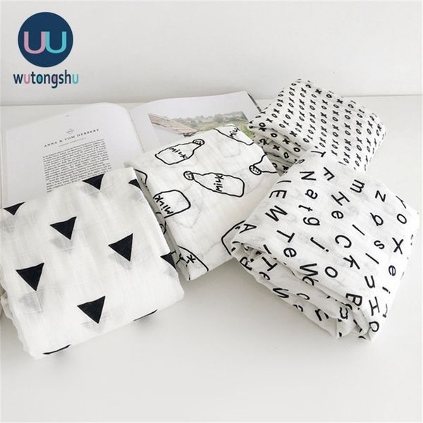 100% Muslin Cotton Cobertores para Crianças Dinossauro Padrões Unicórnios Multi-Uso Recém-nascido Swaddle Infantil gaze ambos Toalha Baby Wrap 210309