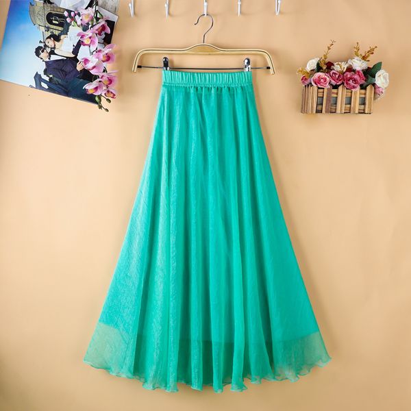 

come out long female light chiffon cloth summer clothes bohemian beach maxi women's skirts high casual waist plied dress y334 d9mu, Black