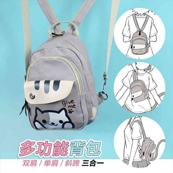 

neko atsume cat backyard anime multifunctional shoulder bag school backpack