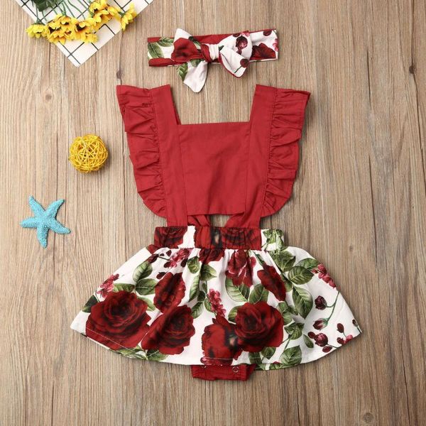 

us stock toddler newborn baby girl flower ruffle romper jumpsuit outfits sunsuit 0-24m