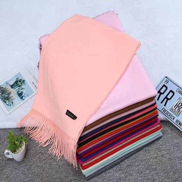 

korean version sweet pure cashmere scarf women's autumn and winter warm long super large double-sided tassel shawl, Blue;black