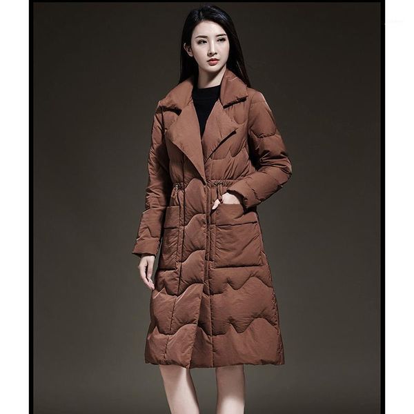 

2018 winter duck down jacket women long coat fashion elegant thick warm parkas female warm outerwear nw9751, Black
