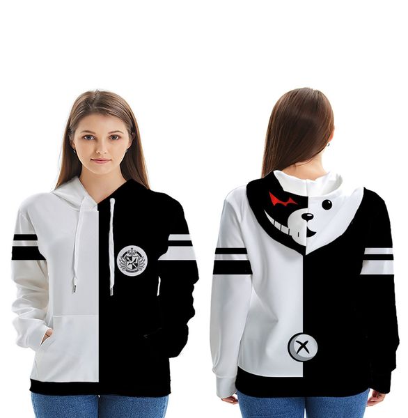 

danganronpa trigger happy havoc superman cosplay anime hoodies sweater fashion couples men's and women's hoodie, sportswear, girl, Black
