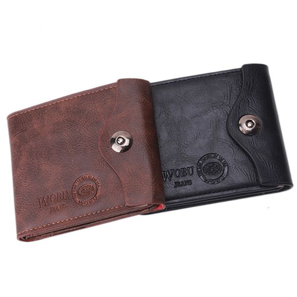 

salesalenew on on pu leather sold youth magnetic gesp men's short split through random small wallets, Red;black