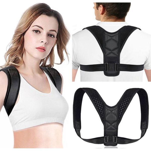 

men's body shapers adjustable shaper shapewear clavicle spine back shoulder brace support belt posture correction bodysuit, Black;brown