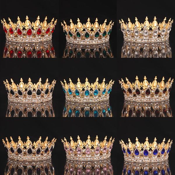 

hair clips & barrettes crystal crown tiara bridal accessories rhinestone round jewelry for women queen party tiaras gift, Golden;silver