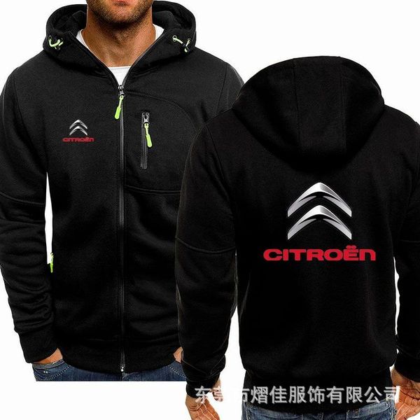 

men's hoodies & sweatshirts spring logo casual hiphop long sleeve hooded fashion fleece riding zipper jacket men, Black