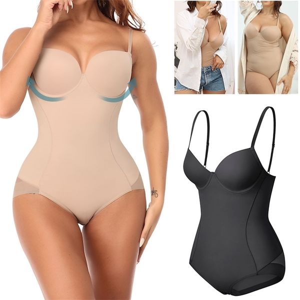 

bodysuit shapewear ultra light body shaper briefer breast support padded corset waist slimming underwear butt lifter 211220, Black;white