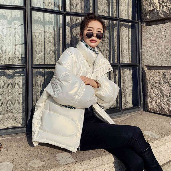 

women's down & parkas winter new temperament, small fragrance, loose fashion white duck down bright face jacket jz5x, Black