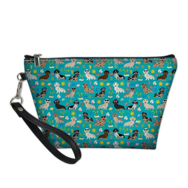 

cosmetic bags & cases cute dachshund dog travel bag for make up small pu leather women makeup case wash neceser toiletry