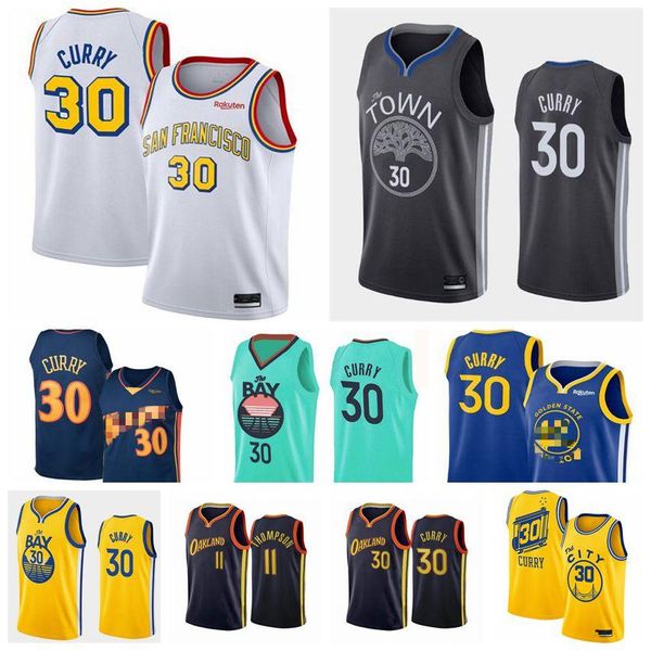 

men's stephen 30 curry jersey klay 11 thompson 33 wiseman city new edition basketball jerseys black blue