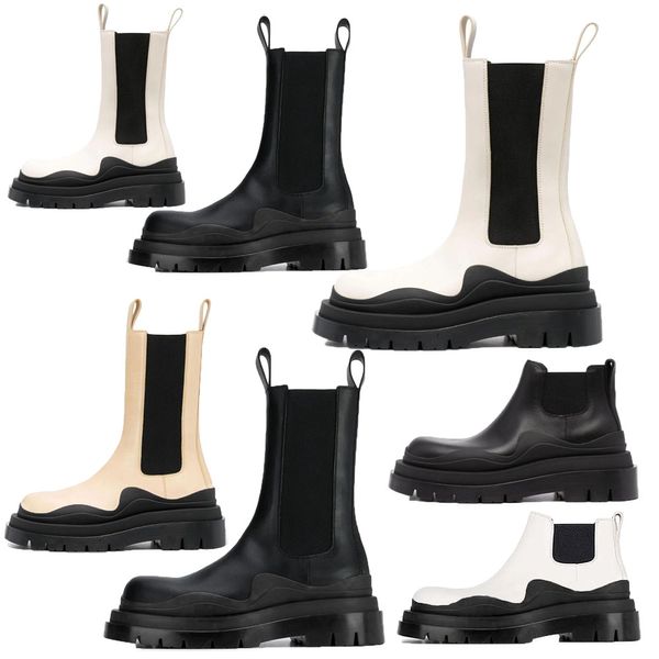 

2021 new white+black soles bottega-booties tire boots man women platform chunky boot lady boot luxury designer women boots mid-calf designer