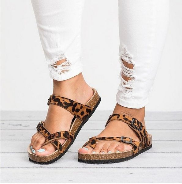 

slipper retro 2019 women luipaard print flats sandals beach thick shoes kurk wood slippers multi size 36-40 drop #0319, Black